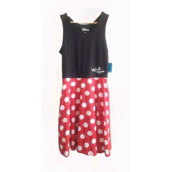 Disney Minnie Mouse Dress Big Girls Medium 7/9 Red Polka Dot Pockets NWT - Picture 1 of 7